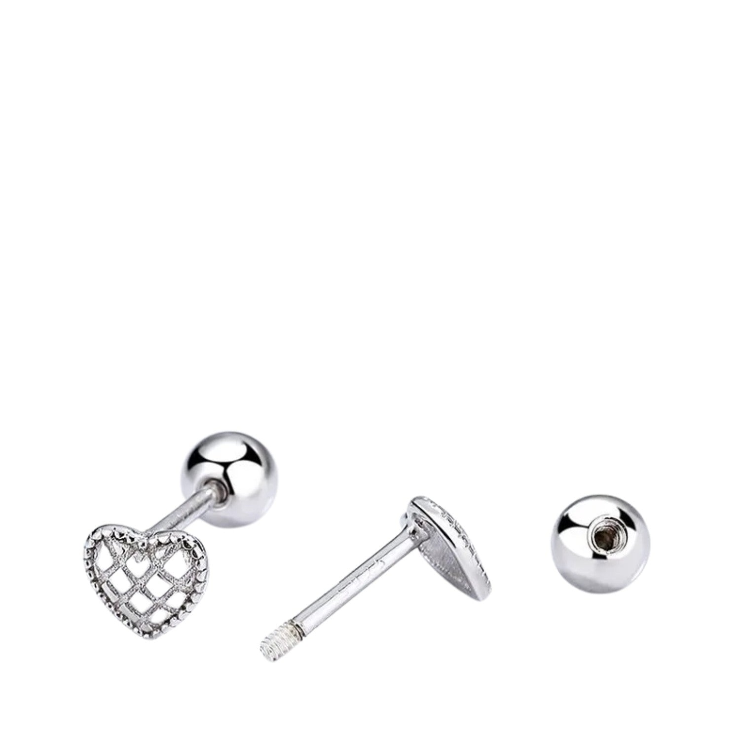 Women's Small Heart Earrings  Handcrafted 925 Sterling Silver