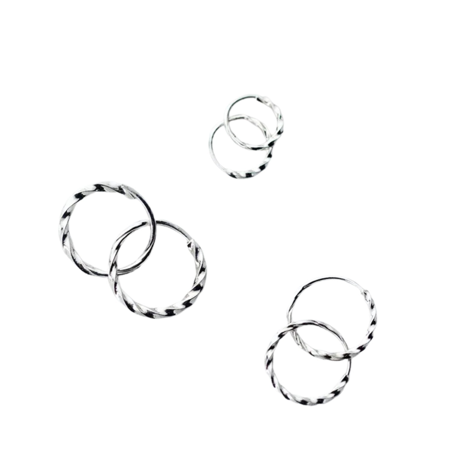 Women's Twisted Chain Earrings Handcrafted 925 Sterling Silver
