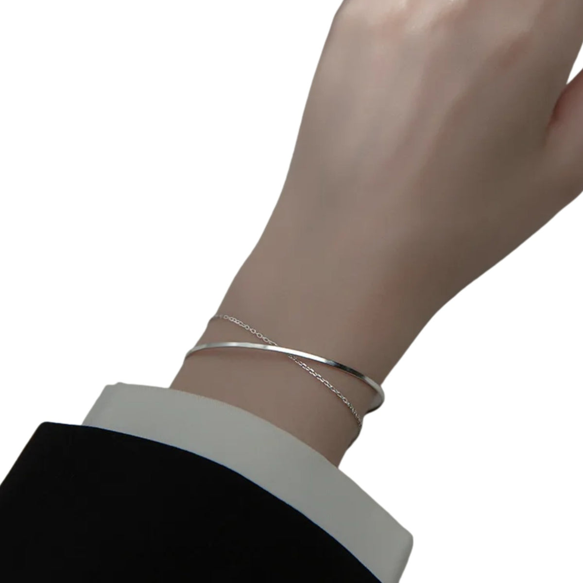Women's Two-Layer Bracelet  Handcrafted 925 Sterling Silver