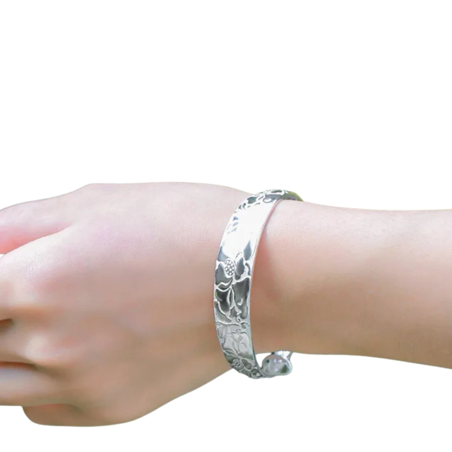 Women's Wide Bracelet Handcrafted 999 Fine Silver